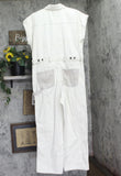 Woolrich X TGT Western Button Down Cotton Denim Jumpsuit Cream Off White 12