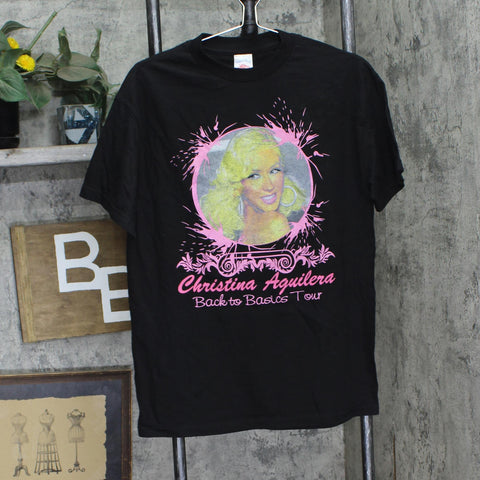 Tennessee River 2007 Christina Aguilara Back to Basics Concert Band Tee Black M