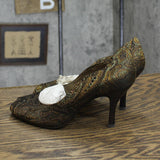 Liz Claiborne Womens Vintage Open Toe Stiletto Heels Brown Paisley 6.5M