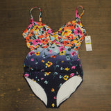 Anne Cole Surplice One-Piece Swimsuit with Underwire Gradient Floral Blue 14