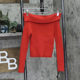 Art Class Girls Off the Shoulder Ribbed Sweater 91367115 Red S