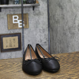 Journee Collection Womens Vika Flats Bow Accent Lightweight VIKA-WD Black 7.5W
