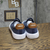 Levi's Mens Wes Synthetic Leather Casual Slip On Sneaker Shoe Navy / Tan 8.5
