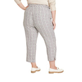 Ava & Viv Womens High-Rise Tapered Pants 89557691 Cream Plaid Off White 26