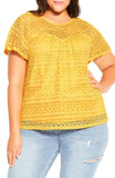 City Chic Trendy Plus Size Serenity Lace Blouse Shirt Top Golden Yellow 20W