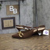 A New Day Womens Tabitha Oversized Chain Sling Back Heels 94305243 Brown 6M