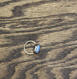 Stone Chain Link Textured Solid Band 5 Set Rings Silver Gray / Blue 7.75-8
