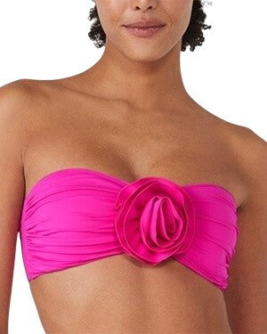 Kate Spade New York Womens Rosette Bandeau Brallette Bikini Top Radiant Pink S