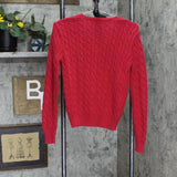 Ralph Lauren Sport Womens Vintage V-Neck Knit Cotton Pullover Sweater Red L
