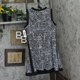 DKNY Womens Plus Size Contrast-Trim Printed Sleeveless Dress Black Multi 14W