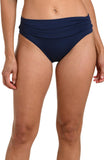 La Blanca Goddess Shirred Band Hipster Bikini Swimsuit Bottom Indigo Blue 12
