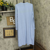 Belldini Size Rhinestone-Trim Belted Duster Cardigan Sweater Chambray Blue 1X
