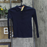 French Toast Uniform Long Sleeve Polo Shirt with Picot Collar Navy Blue M (7-8)