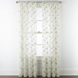 Regal Home Pocket Embroidered Sheer Single Curtain Panel Ivory Green Clay 50x63
