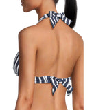 Tommy Bahama Coastline Stripe Reversible Halter Swim Top Mare Navy Blue Multi XS