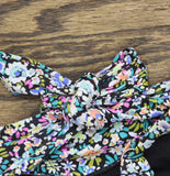 Raisins Cannes Ditsy-Print Ruffled Bikini Top L710187 Black Multi M