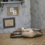 A New Day Camille Satin Slingback Bow Flats 94648291 Taupe Brown 6.5M