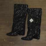 A New Day Womens Abba Sequin Foldover Tall Boots 91636693 Black 8.5M
