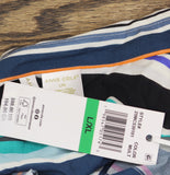 Anne Cole Cover Up Shirt with Buttons Roll Tab Barcode Stripe Blue Multi L/XL