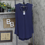 JM Collection Womens Embellished Cutout Tank Top 100037107MS Intrepis Blue S