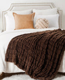Barttilo Reversible Rabbit Faux Fur Throw Blanket Chocolate Brown 50x60