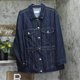 Universal Thread Cinched Waist Trucker Denim Jacket Jean Dark Wash Blue XL