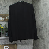 Calvin Klein Womens Long Sleeve Mock Neck Smocked Blouse Black XL