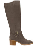 Style & Co. Womens Uticaa Belt Heel Boots Dark Taupe Microsuede Brown 7M