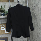 Ny Collection Womens Open Front Blazer Petite Jacket with 3/4 Sleeves Black PM