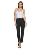 DKNY Women's Mid-Rise Extended-Tab Straight-Leg Pants UD2P7975 Black 12