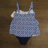 Swim Solutions High-Low Double-Tier One-Piece Swimsuit Amalfi Coast Blue Multi 8