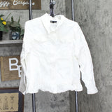 DG2 by Diane Gilman Womens Ruffle-Hem Button Up Jean Trucker Jacket White 1X