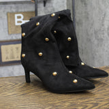 A New Day Womens Justice Boots Faux Suede Studded Mid-Calf 94568941 Jet Black 7M