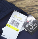 Michael Michael Kors Ribbed V-Neck Bikini Top with Logo Hardware Midnight Blue M