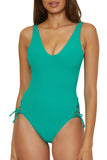 Becca Womens Standard Modern Edge High-Leg One Piece Swimsuit Peacock Blue S