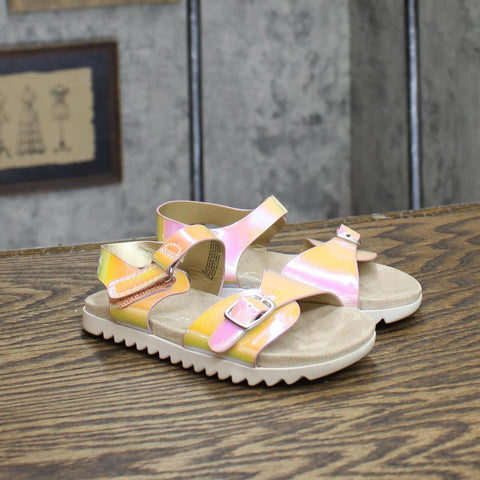 Cat & Jack Toddler Girls Shiny Sandals 166cd692141be3 Rainbow Multicolor 8T