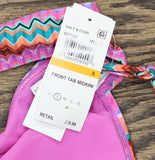 Salt + Cove Juniors Front-Tab Midkini Top Bikini Swim 807145 Pink Multi S