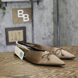 A New Day Womens Camille Satin Slingback Bow Flats 94648297 Brown 9.5M