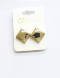 Ella Euro Womens Fashion Organic Wave Square Post Stud Earrings Gold Yellow .75"