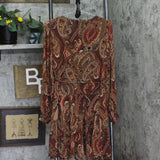 Tommy Hilfiger Balloon-Sleeve Fit & Flare Dress Black / Cinnamon Paisley 10