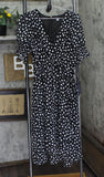 Tommy Hilfiger Chiffon Polka-Dot Sheer Short Sleeved Midi Dress Black / Cream 12