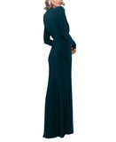 Betsy & Adam Womens Long-Sleeve Dress with Slit A25412 Pine Green 6
