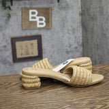A New Day Fay Raffia Block Heel Slide Sandals 94834807 Natural Brown 9M