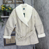 Wild Fable Shawl Collar Faux Shearling Belted Coat 94658647 Tan Brown M