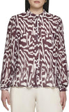 Calvin Klein Womens Printed Pleat Sleeve Long Sleeve Button Up Shirt M2FAZ589