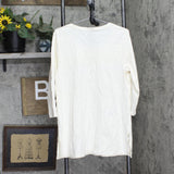 Isaac Mizrahi Live! Pima Cotton Tunic w/ Long Side Slits Cream Off White L