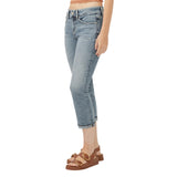Silver Jeans Co. Mid Rise Curvy Fit Capri Jeans Luxe Stretch Indigo Blue 25x23