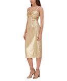 Siena Womens Sequined Spaghetti Strap Sweetheart Neck Midi Dress Gold Yellow 8