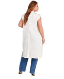 Nina Parker Women's Clasp-Front Duster Vest 323-B178W Winter Oat Off White 3X