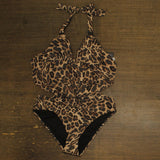 Bar III Womens Animal-Print Cowlneck One-Piece Swimsuit MBBC23230 Animal Brown M